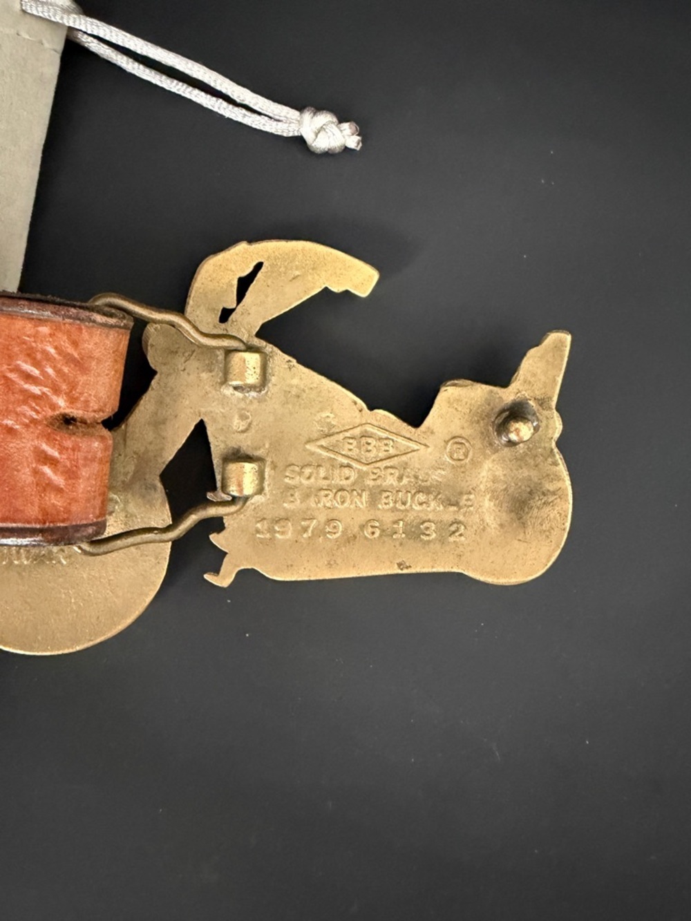 Harley Davidson Solid Brass Brown Leather Belt with Gold Motorcycle Buckle - Picture 7 of 10